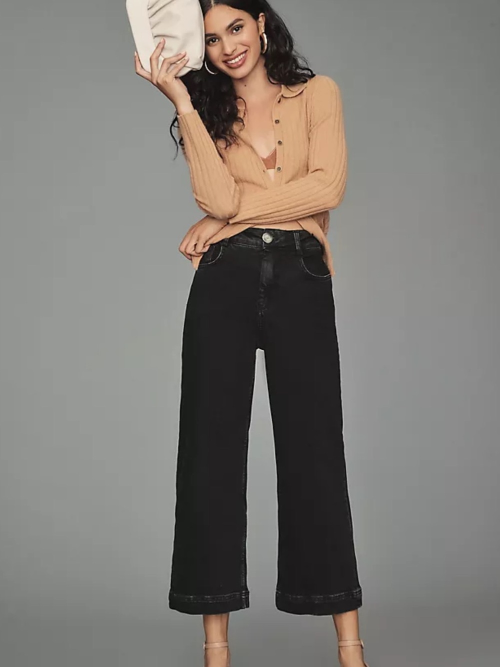 Anthropologie Pilcro Black Skipper Crop Wide Leg Jeans